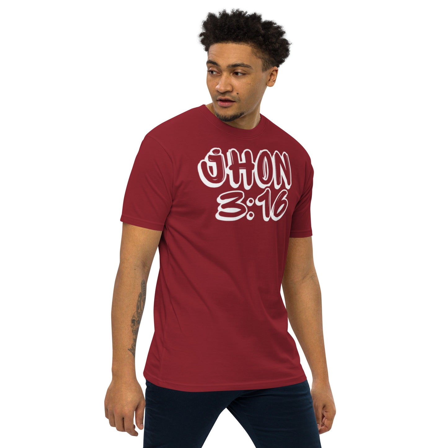 Jhon 3:16 Men’s premium heavyweight tee