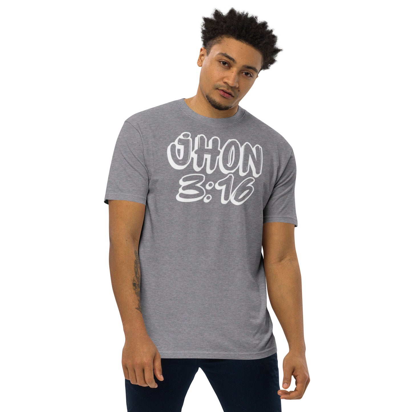 Jhon 3:16 Men’s premium heavyweight tee