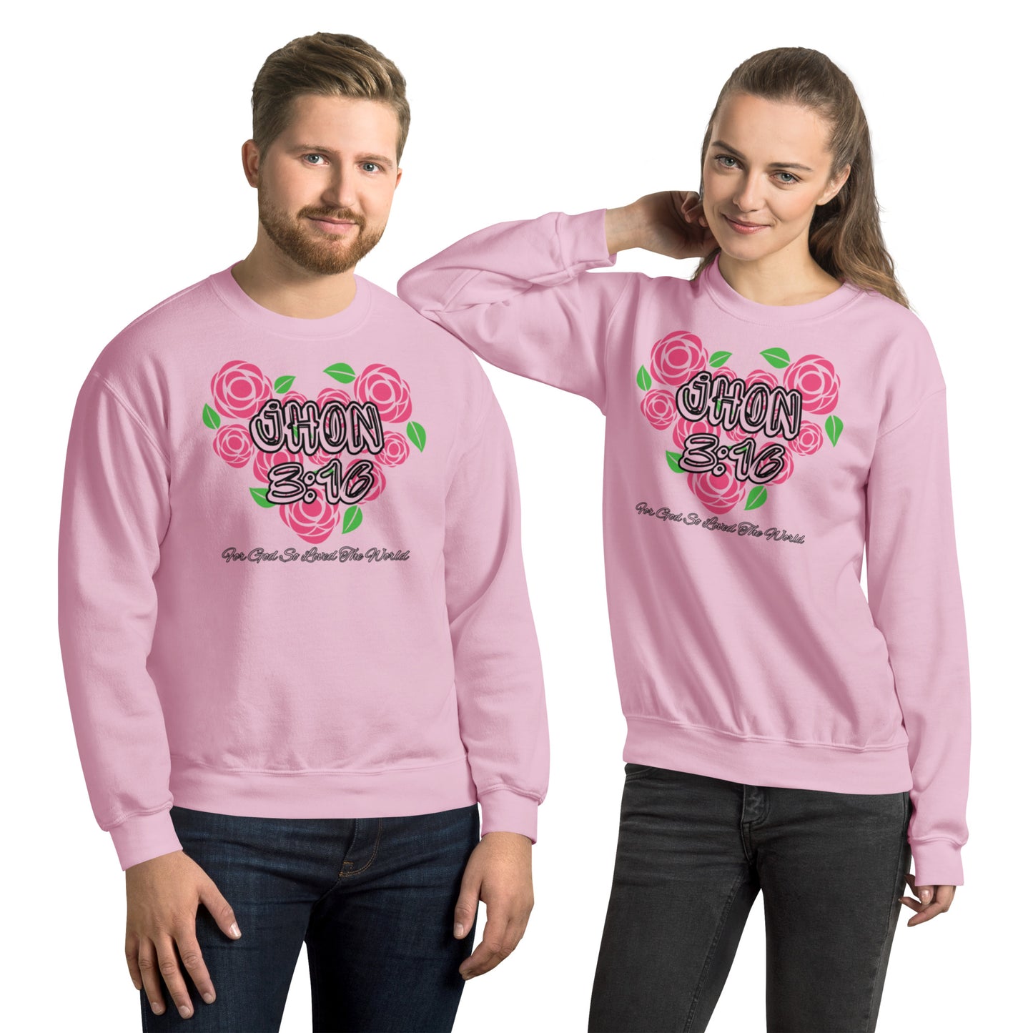 Jhon 3:16  Pink Heart Unisex Sweatshirt