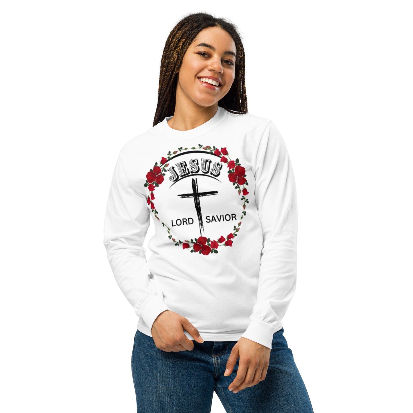 Jesus Lord Savior Garment-dyed heavyweight long-sleeve shirt